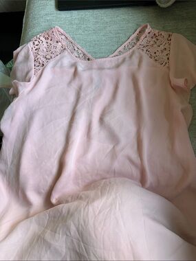 Massini Blush Pink Lace Yoke Blouse